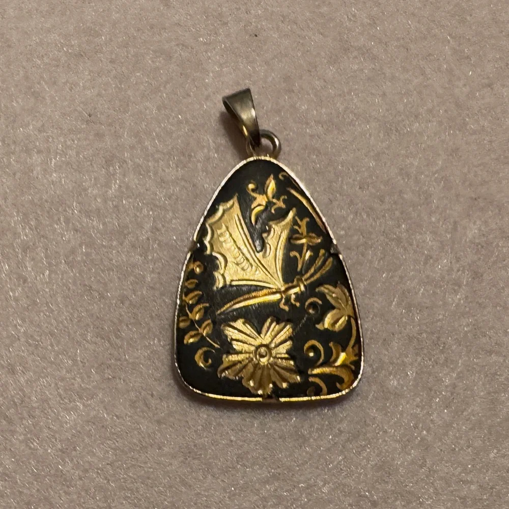 Vintage Gold and Black Pendant